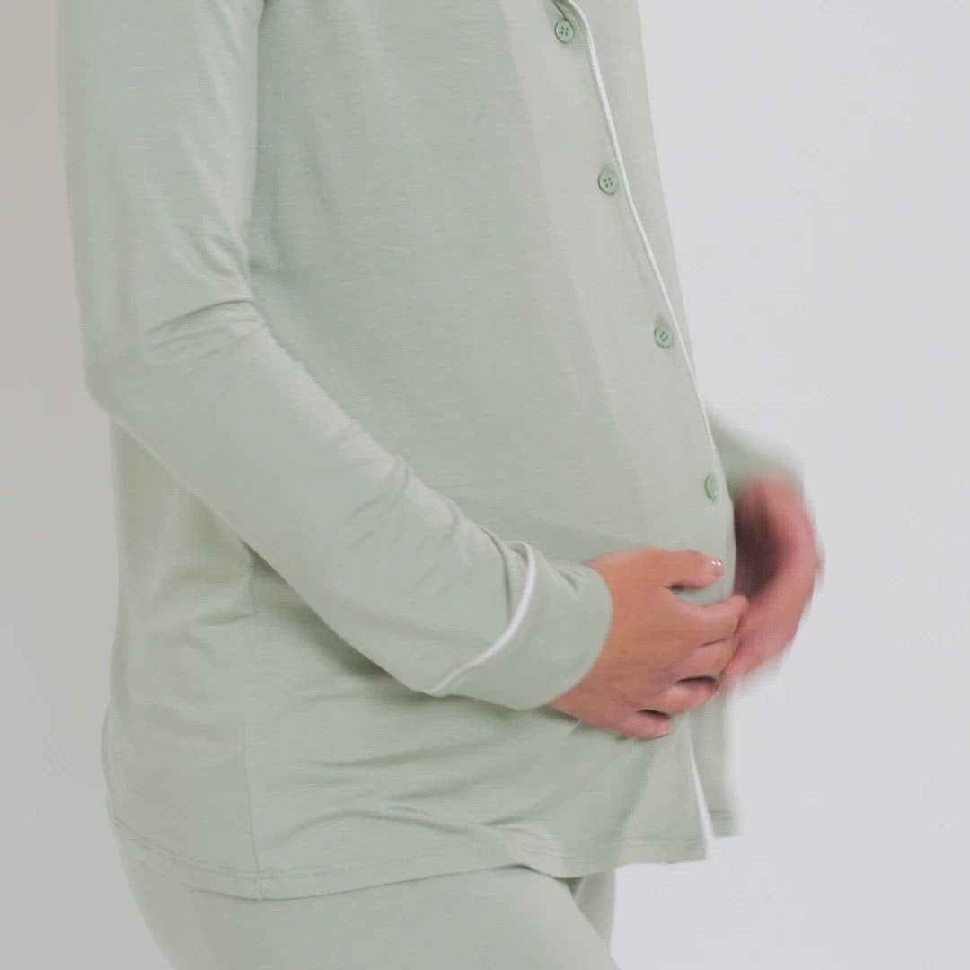 WBQ Maternity Nursing Pajama Sets Long Sleeve Breastfeeding Sleepwear Set  Double Layer Breastfeeding Top with Built-In Bra & Pants Pregnancy PJS,  S-3XL 